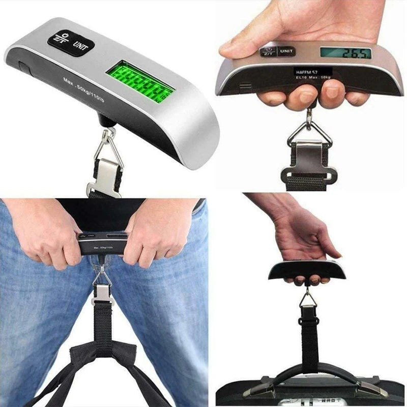 50kg Digital Hanging Scale – Portable Electronic Luggage & Kitchen Weight Balance, 10g Accuracy, LCD Display, T-Shaped Design, Heavy-Duty Strap
