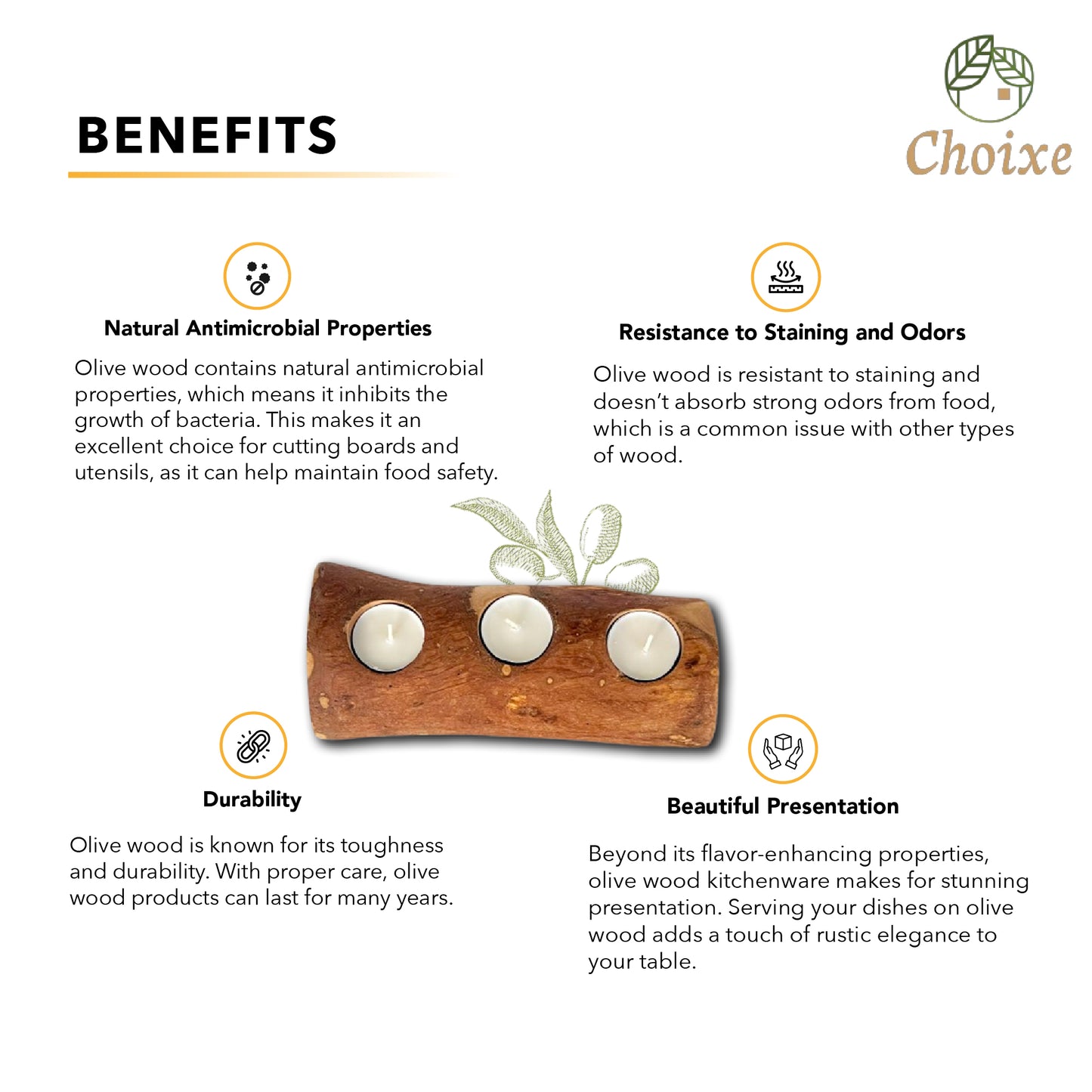 Olive Wood Candle Holder